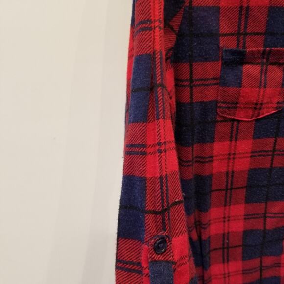 Derek Heart Red Blue Check Button Shirt Paid  Shacket Teens Size L - Picture 4 of 4